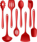 LIANYU 8-Piece Kitchen Utensils Set, Silicone Cooking Utensil Spatula Sets, Heat Resistant Cooking Gadgets Tools Set for Non-stick Cookware, Dishwasher Safe, Red