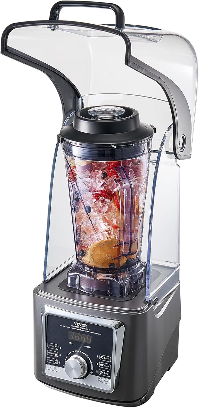 VEVOR Professional Blender for Smoothies, 118 oz 1400W, with Powerful Motor, Multi-Functional Food Processing Blender with Noise Cover for Smoothie/Milkshake/Juice, Fits for Kitchen