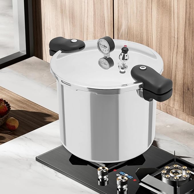 23 Quart Pressure Cooker & Canner | Thickened Aluminum Alloy Commercial Pressure Canner with Pressure Gauge | Explosion-proof Pressure Cookware