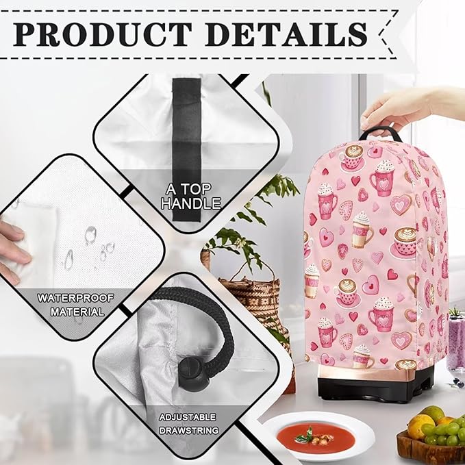 Valentine's Day Blender Dust Cover Kitchen Appliance Pink Food Processor Protective Cover Juice Maker with Top Handle