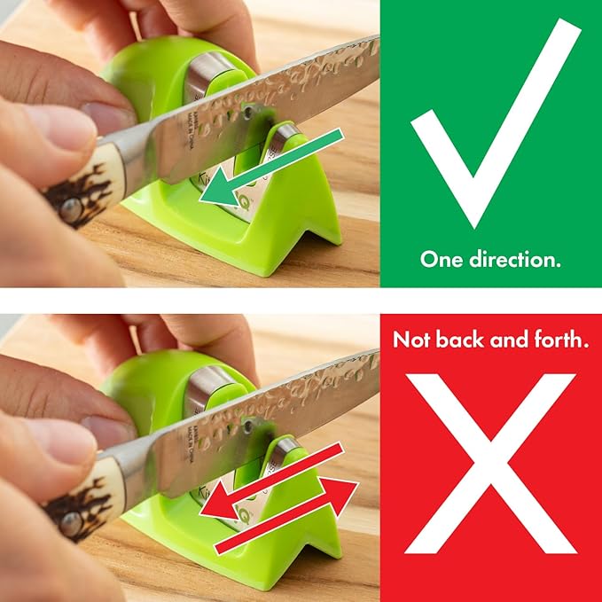 KitchenIQ 50881 - Edge Grip 2-Stage Knife Sharpener - Green - Coarse & Fine Sharpeners -Compact for Easy Storage - Stable Non-Slip Base - Soft Grip Rubber Handle - Straight & Serrated Knives