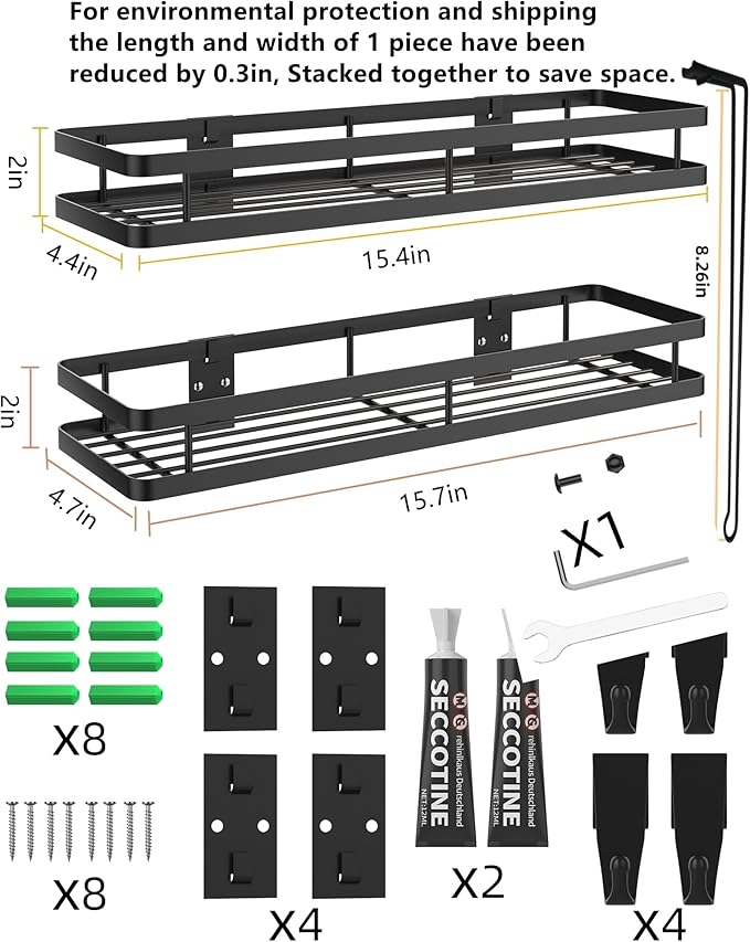 𝐒𝐩𝐢𝐜𝐞 𝐑𝐚𝐜𝐤 Organizer 𝐖𝐚𝐥𝐥 𝐌𝐨𝐮𝐧𝐭- 15.7in 2Pack [Upgraded Version] Hanging Seasoning Organizer Shelf with Paper Towel Holder, Storage for Cabinet or Wall Mounted with 4 Strong Hooks