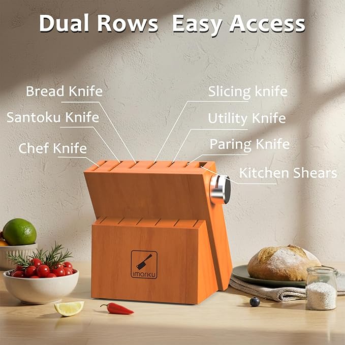 imarku Kitchen Knife Set, 14 Piece Premium Knife Block Set, Dishwasher Safe Knives Set for Kitchen, Razor Sharp Japanese Knife Set with Built-in Sharpener, Ergonomic Handle, Brown