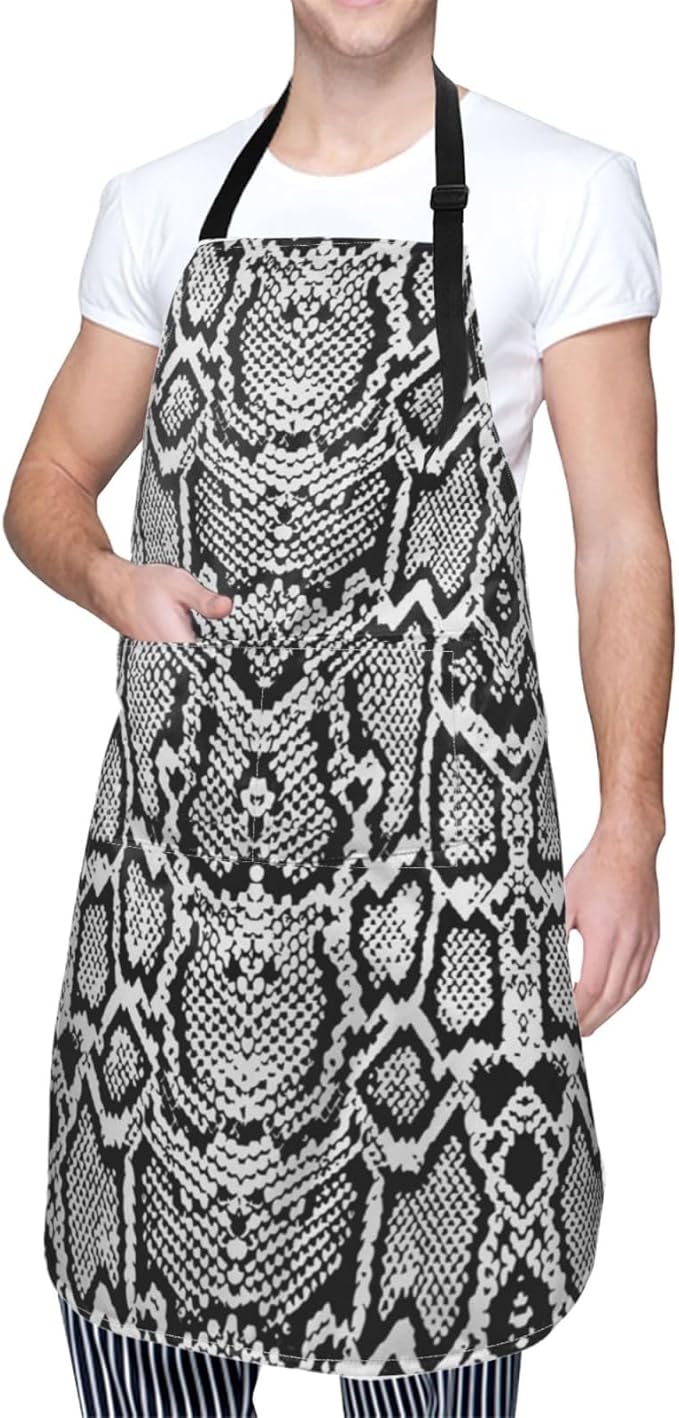 Snakeskin Aprons Cool Aprons with Pockets and Adjustable Mens Apron for Gardening Cooking Kitchen