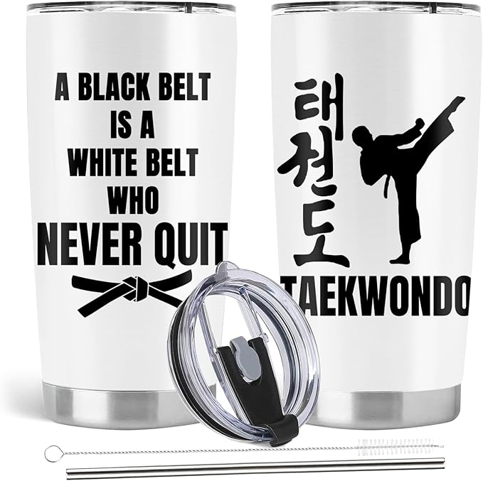 Taekwondo Gifts, Taekwondo Gifts for Boys, 20oz Stainless Steel Tumbler with Lid Straw
