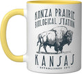 KONZA PRAIRIE, KANSAS. BISON DESIGN Ceramic Mug, Yellow/White