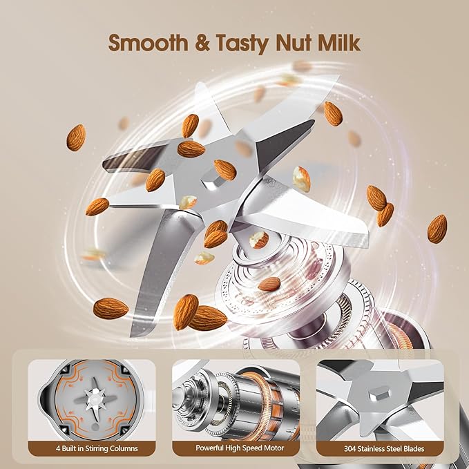 7 in 1 Nut Milk Maker Machine 28oz Automatic Milk Maker for Homemade Coconut, Oat, Soy, Plant-Based Milk, Juice with 18H Delay Start/6H Keep Warm/Self Cleaning (White)