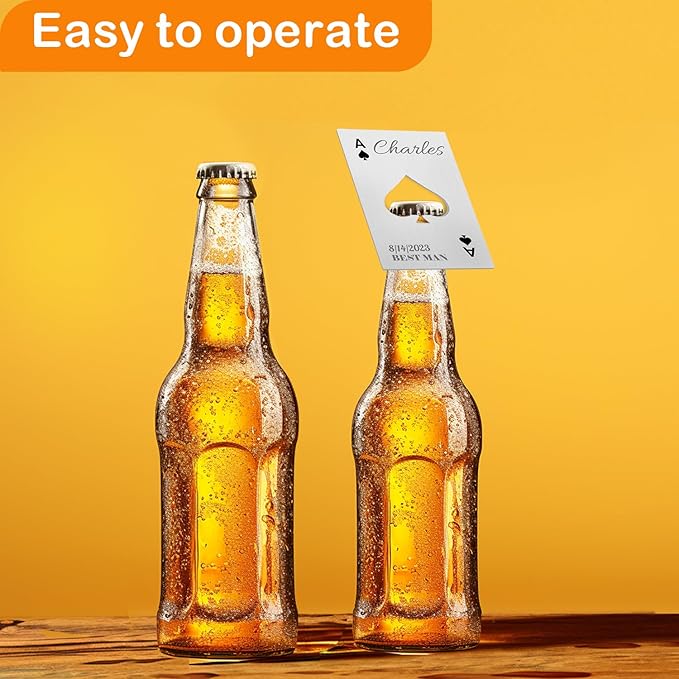 2PCSPersonalized Bottle Openers Credit Card Size, Groomsmen Best Man Gifts for Wedding Bachelor Party, Stainless Steel Beer Bottle Opener
