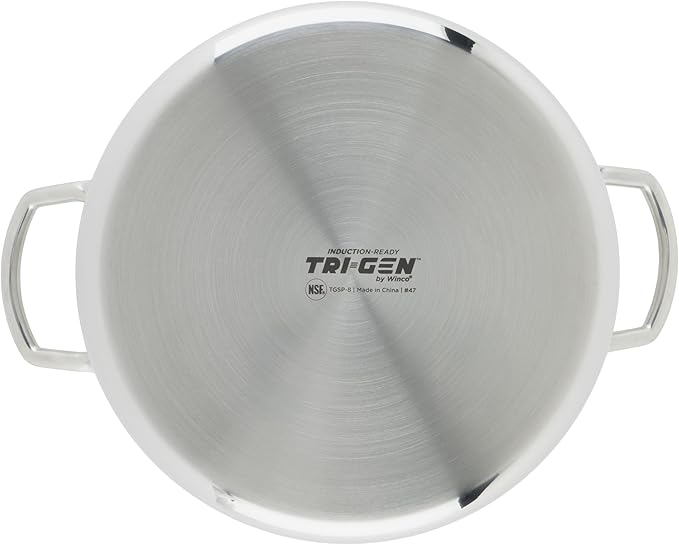 WINCO Tri-Ply Stock Pot, 8-quart, Silver