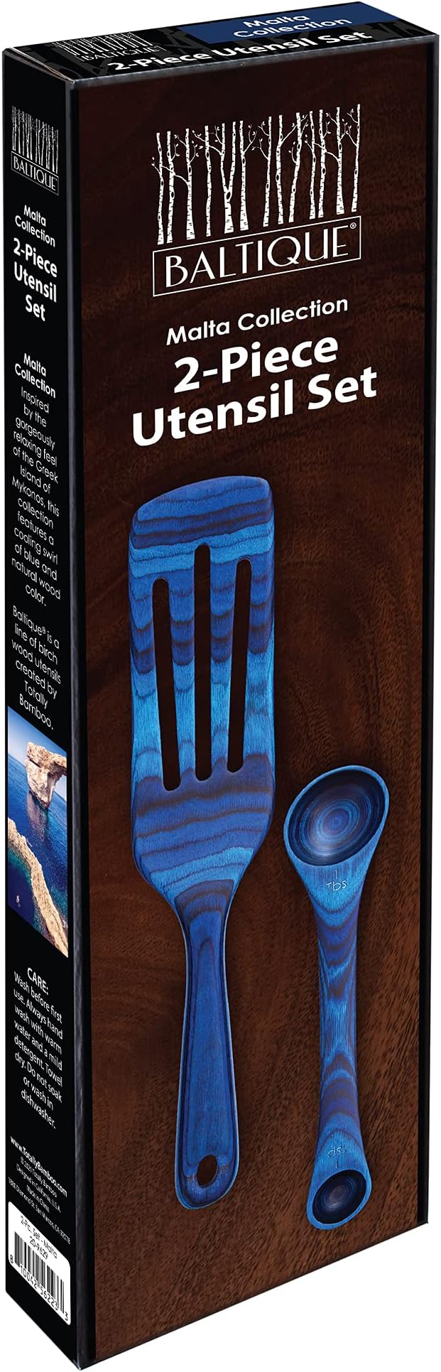 Totally Bamboo Baltique Malta Collection 2 Piece Cooking Utensil Set, Spurtle & Measuring Spoon