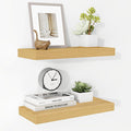 Fun Memories 16 Inch Floating Shelves for Wall, 9.3Inch Deep Floating Shelf, Extra Deeper & Thicker Wall Mounted Storage Shelf for Kitchen, Farmhouse, Oak, 2 Pack