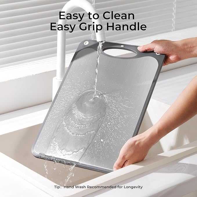 Highly Rated Double Sided Titanium Cutting Board - 15x10 Inch Non-Slip Kitchen Chopping Board with Juice Groove, Wheat Straw Side & Garlic Grater, Dishwasher Safe, Knife-Friendly