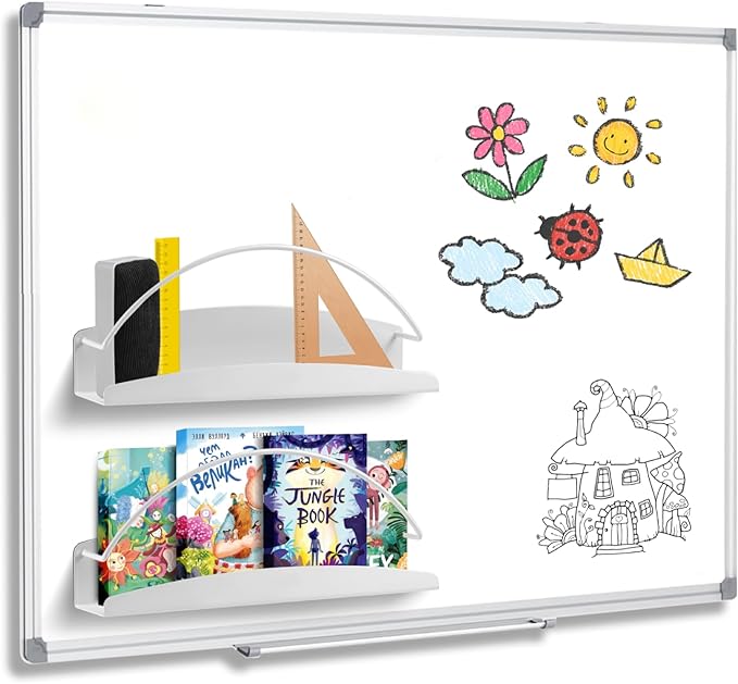 2 Pcs Magnetic Metal Book Shelves, 11.8'' x 4.7'' x 2.2'', Special for Whiteboard, Classroom and Fridge Storage, Holds up to 12 lbs