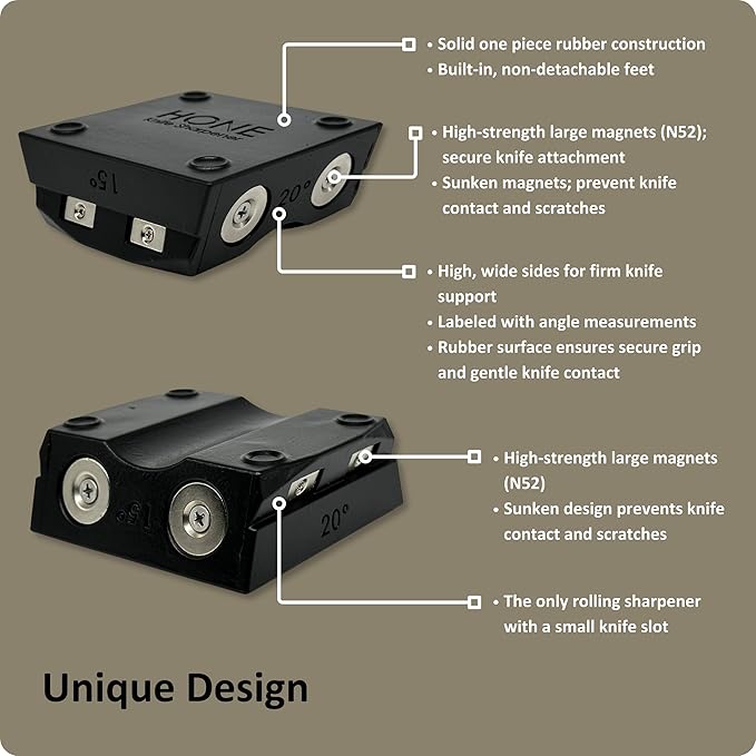 𝗛𝗢𝗡𝗘 𝗞𝗻𝗶𝗳𝗲 𝗦𝗵𝗮𝗿𝗽𝗲𝗻𝗲𝗿: Engineered in Canada, Knife Blade Repair and Restoration Tool with Ball Bearings and Detachable Dual-Sided Diamond Sharpening Plates.