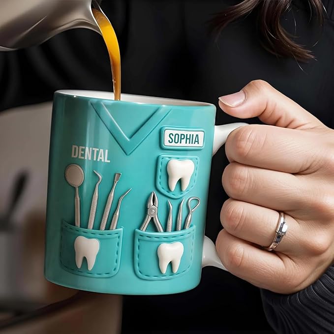 Personalized Dentist Mug, Dental Equipment Design Custom Coffee Cup, Gift For Dentists Or Dental Assistants, Graduation Gift For Dental Students, Dentistry Appreciation Present For Men And Women