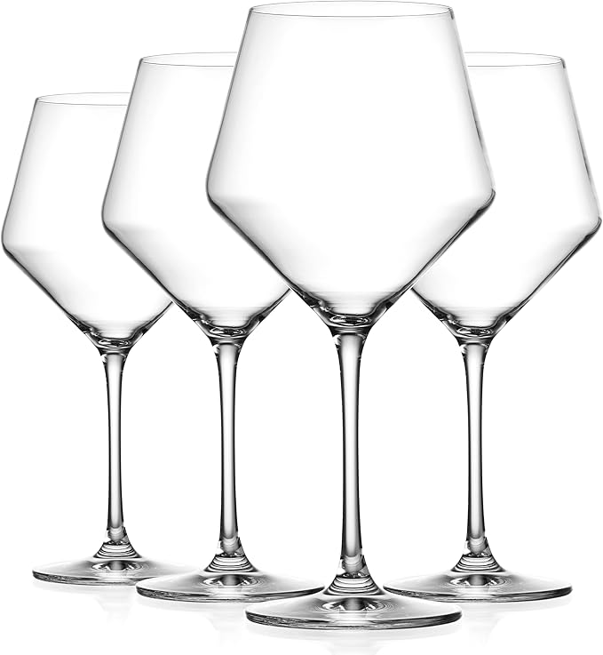 Glaver's Wine Glasses,White Red Wine Large Glasses Set of 4,Lead-Free Premium Crystal Clear Glass,Hand Blown Italian Style Burgundy Long Stem Wine Glasses,Great Gift Packaging(23oz,4pack)