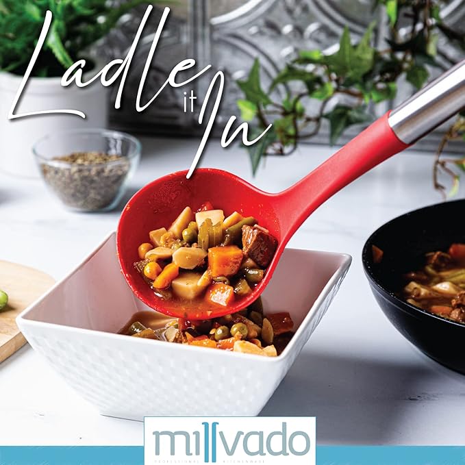 Red Nylon & Stainless Steel Classic Soup Ladle, 13 Inch, Kitchen Ladle, 1 Piece