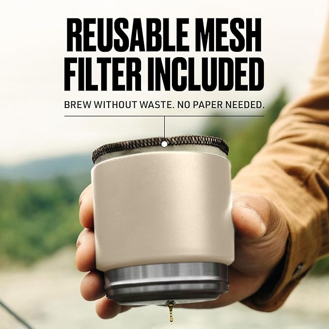 VSSL - Nest Pour Over Coffee Kit | Coffee Maker for Camping | All-In-One Travel Pour Over | Transportable Dripper, Two 10oz Stainless Steel Travel Mugs | Compact Storage & Adventure Ready | Cream