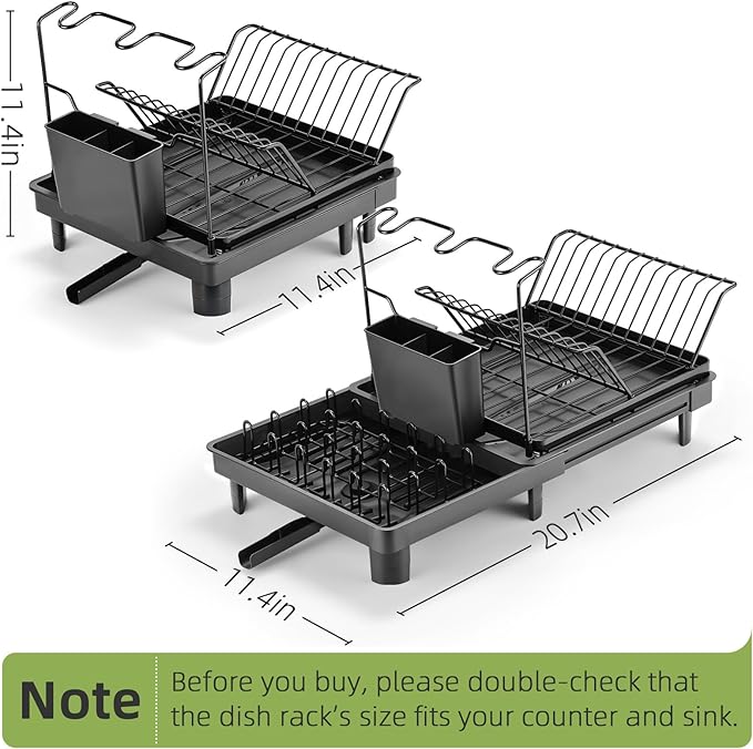 Expandable Dish Drying Rack for Kitchen Counter & Over Sink – Rustproof Stainless Steel Dish Drainer with Fast Drain, Large Capacity/Small Space Dish Rack, Kitchen Organization Drying Rack.