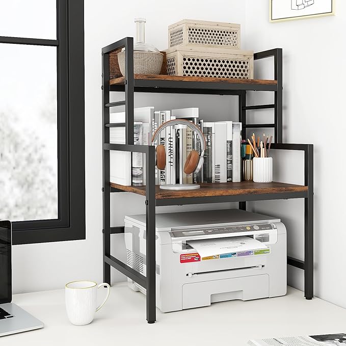 Giantex 3-Tier Microwave Stand, Space-Saving Microwave Oven Rack with 2 Open Shelves & Heavy-Duty Metal Frame, Industrial Countertop Organizer, Microwave Stand Countertop for Kitchen Coffee Bar