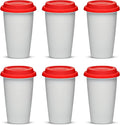 DISCOUNT PROMOS 11 oz. Double Wall Ceramic Tumblers with Lid - 6 Pack - Red