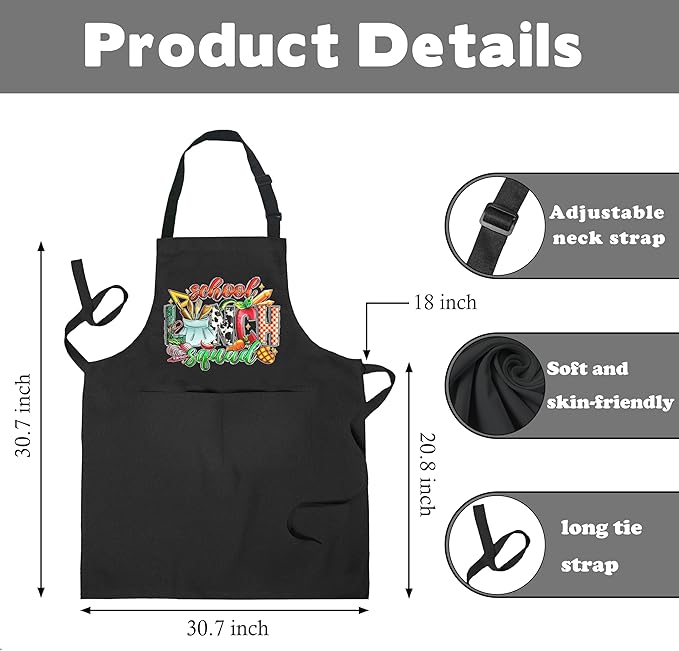 Funny Cafeteria Crew Aprons with Pockets, Cafeteria Worker Staff Appreciation Gifts