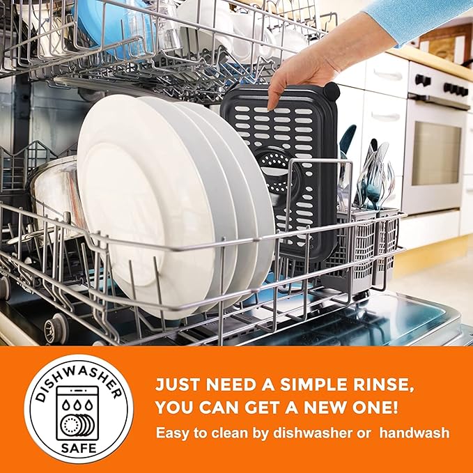 Air Fryer Grill Pan for Ninja Foodi DZ090/DZ201/DZ100（US）AF300（UK）6-in-1 7.6L Dual Zone Air Fryer, 2-Pack Replacement Crisper & Grill Plates with Rubber Bumpers, Dishwasher Safe