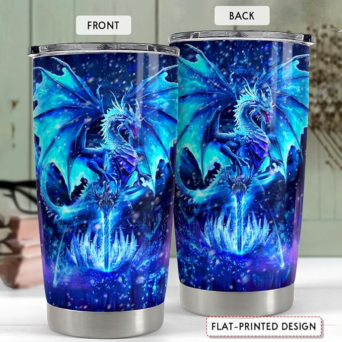 SANDJEST Blue Dragon Tumbler 20oz Stainless Steel Insulated Tumblers Coffee Travel Mug Cup Gift for Men Women Gifts for Birthday Christmas