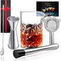 Professional 5-Piece Cocktail Mixing Glass Kit - Bar Set with Muddler, Spoon, Jigger, Hawthorne Strainer