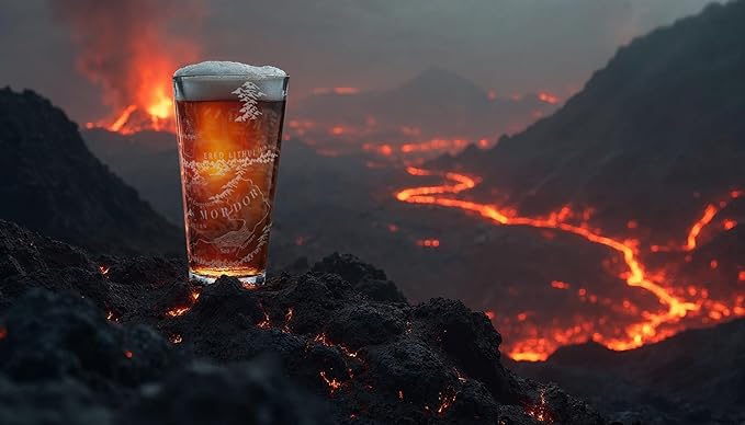 MAP OF MORDOR & GONDOR Engraved 16oz Pint Glass | Inspired by Tolkien Power Ring and Middle Earth | Great Christmas Gift Idea | Unique Elvish Fantasy Wizard Fantasy Decor!