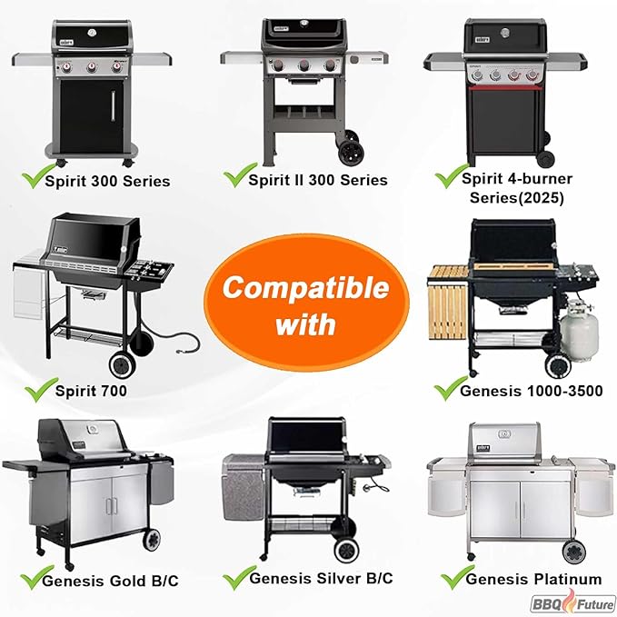 6787 Full Size Griddle with Handles for Weber Spirit I & II 300 Series, Flat Top Grill Insert Replacement for Weber GS4 Spirit 2 Grill Parts E310 E320 S310 S320, Non-stick Carbon Steel, Black