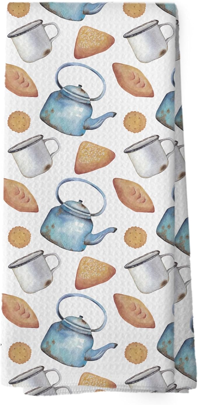 Spring Floral Teacups Kitchen Dish Towels, Coffee Cup Kitchen Decor, Retro French Garden Tea Lover Gifts, Vintage Roses Flower Hand Towels Kitchen Tea Towels Decorations, 16x24inch