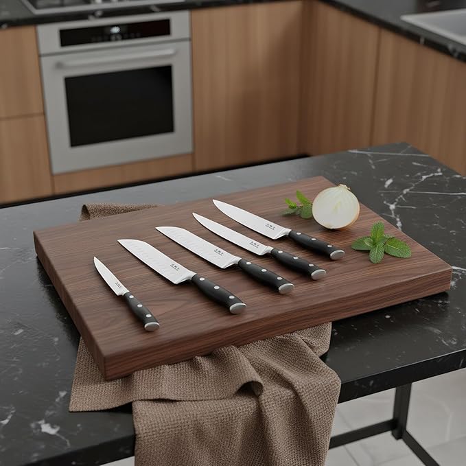 Sharp Knife Set High Carbon Stainless Steel Forged Ergonomic Triple Rivet Handle Sharp Knife Set for Kitchen Hundreds of Years of Masterful Craftsmanship(Black,15PCS)