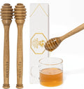 Brazilian Cherry Wood Honey Dipper - Durable & Warp-Resistant, Preserves Honey Purity, 2pcs, 6.3 Inch