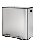 GarveeHome 2 x 10.6 gal Stainless Steel Double Trash Can with Lid for Kitchen, Large Dual Trash and Recycle Bin Combo, Step-on Kitchen Metal Garbage Cans, PP Inner Buckets, Liner Rim, Silver