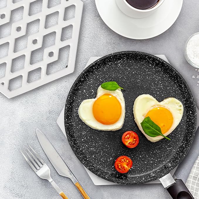 JOGREFUL Cast Iron Trivet Mats, Kitchen Pot Holders to Portect Table/Countertops, Heat Resistant Mats for Teapot/Hot Dishers/Plates, Vintage Mats with Weighted-Base, Hexagon White