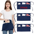 3 Pack Waist Apron with 3 Pockets, Unisex Black Waiter Aprons, Water Resistant Server Aprons for Restaurant Chef Bar