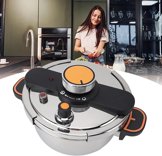 Pressure Cooker Stainless Steel Efficient Fast Heating Large Capacity Canning Pot for Home Kitchen (4L)