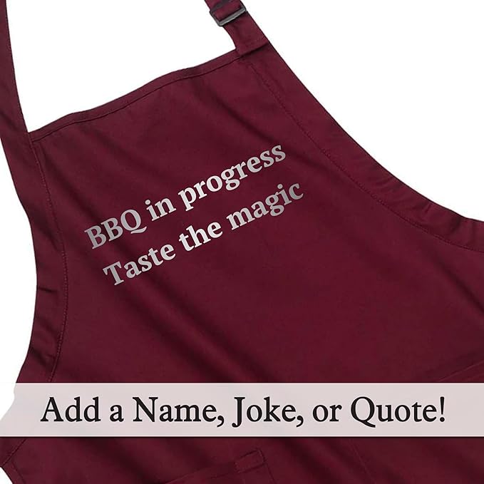 Custom Text Cooking & BBQ Apron – Personalized Chef or Grill Gift – Full Length (1-3 Lines)