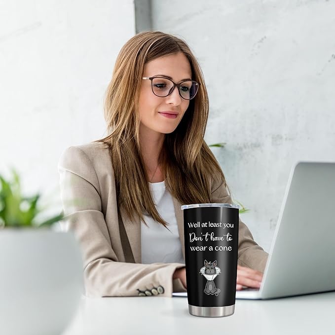 Get Well Gifts for Women Men, Sympathy Gift, Get well Soon Gift Tumbler 20Oz, After Surgery Recovery Feel Better Cheer up Gifts for Women Men, at Least You Dont Have To Wear A Cone