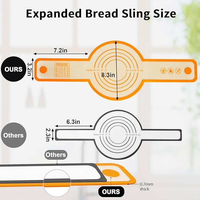 12-Piece Measuring Cups and Spoons Set with Stackable Measuring Cup, Lid, and 2 Orange Silicone Bread Slings, Unique Kitchen Gadgets for Baking and Cooking, BPA-Free, Dishwasher Safe