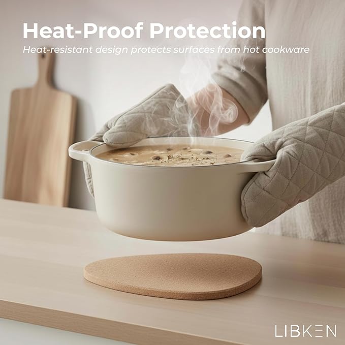 Cork Trivets for Hot Dishes – Set of 6 Heat Resistant Pads – Minimal Scandinavian Design – Scratch & Stain Protection – Kitchen Hot Pads, Plant Coasters