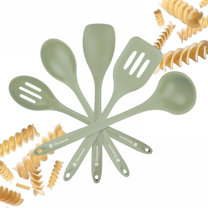 Starpack 'Stir & Serve' Silicone Cooking Utensils Set (5 Pcs) - 10.5" - Kitchen Utensil Set Heat Resistant to 600°F - Kitchen Utensils for Nonstick Cookware - Silicone Utensil Set for Mixing & Cooking