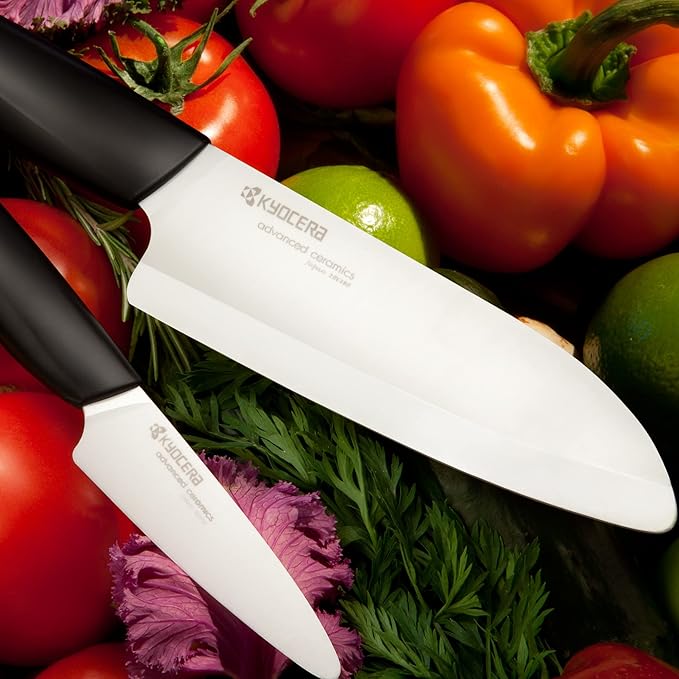 Kyocera 5.5" & 3" White Blade Black Handle - Gift Box Knife Set