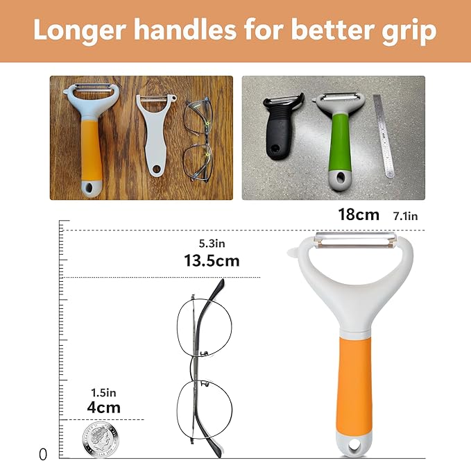 Li&Zhao Potato Peelers - Y-Shaped Potato Peelers with Non-Slip Silicone Handle, Vegetable Peelers for Kitchen, Doesn’t Ruin Manicure Silky Effortless Peel Potatoes, Carrots, Apples, Veggies and More