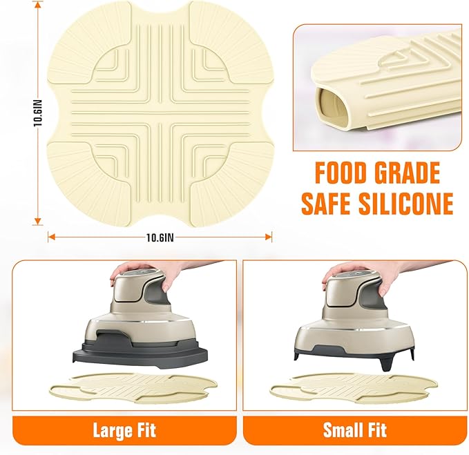 Silicone Heat Resistant Mat for Ninja Crispi Accessories, for Ninja Air Fryer Accessories Silicone Hot Pads for Kitchen Air Fryer Heat Resistant Trivet for Countertop(Beige)