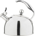 Viking 3-Ply Stainless Steel Tea Kettle, 2.6 Quart Stovetop Hot Water Pot with Tempered Glass Lid, Ergonomic Handle, Induction Ready, Satin Silver
