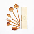 Natural Wooden Spoons and Forks Set (Set of 6), Hostess Gifts for Women, Couple, Christmas Gifts Ideas, New Year for Mom, Kitchen Cottagecore, Handmade Cooking Gift Ideas