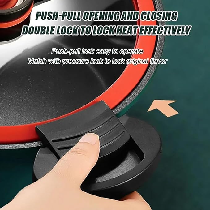Micro Pressure Stockpot, Gas Stove/Open Fire Induction Cooker Universal Stew Pot, Kitchen Vacuum Micro Pressure Stock Pot, 3.5L/7L Micro Pressure Crock Pot, for Home Kitchen (Red,3.5L)