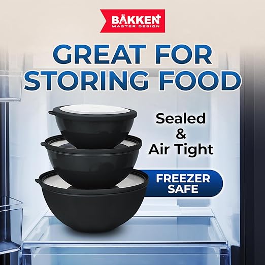 12 Piece Plastic Nesting Bowls with Lids - Mixing Bowls Set includes 6 Prep Bowls and 6 Lids, BPA-Free, Reusable Meal Prep Containers, Microwave, Freezer & Dishwasher Safe, Gray